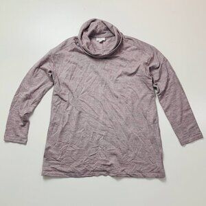 J. Jill Pure Cowl Turtleneck Pink Purple Heathered Pockets Tunic Warm Layer Smal